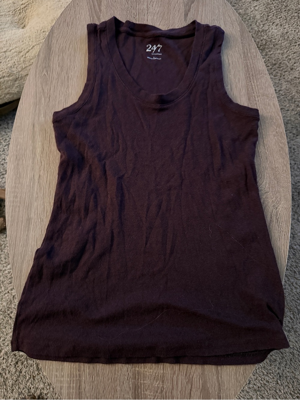 247 Everyday Ribbed Tank Top in Deep Plum